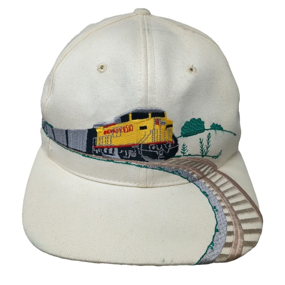 Union Pacific Snapback Beige One Size Hat Train Locomotive Embroidery Wrap Brim